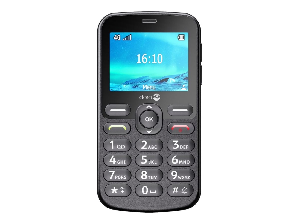 1881   4g Funktionstelefon   Intern Hukommelse 17 Mb   Microsd Slot   320 X 240 Pixels   Rear Camera   Sort fra Doro