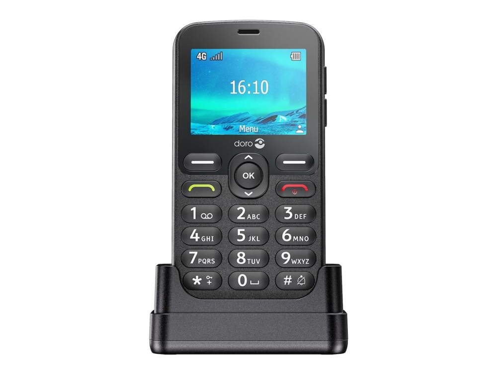 1880   4g Funktionstelefon   Intern Hukommelse 17 Mb   Microsd Slot   320 X 240 Pixels   Rear Camera 0,3 Mp   Sort fra Doro