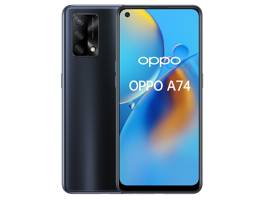 A74 , 16,3 Cm (6.43"), 6 Gb, 128 Gb, 48 Mp, Android 11, Sort fra Oppo