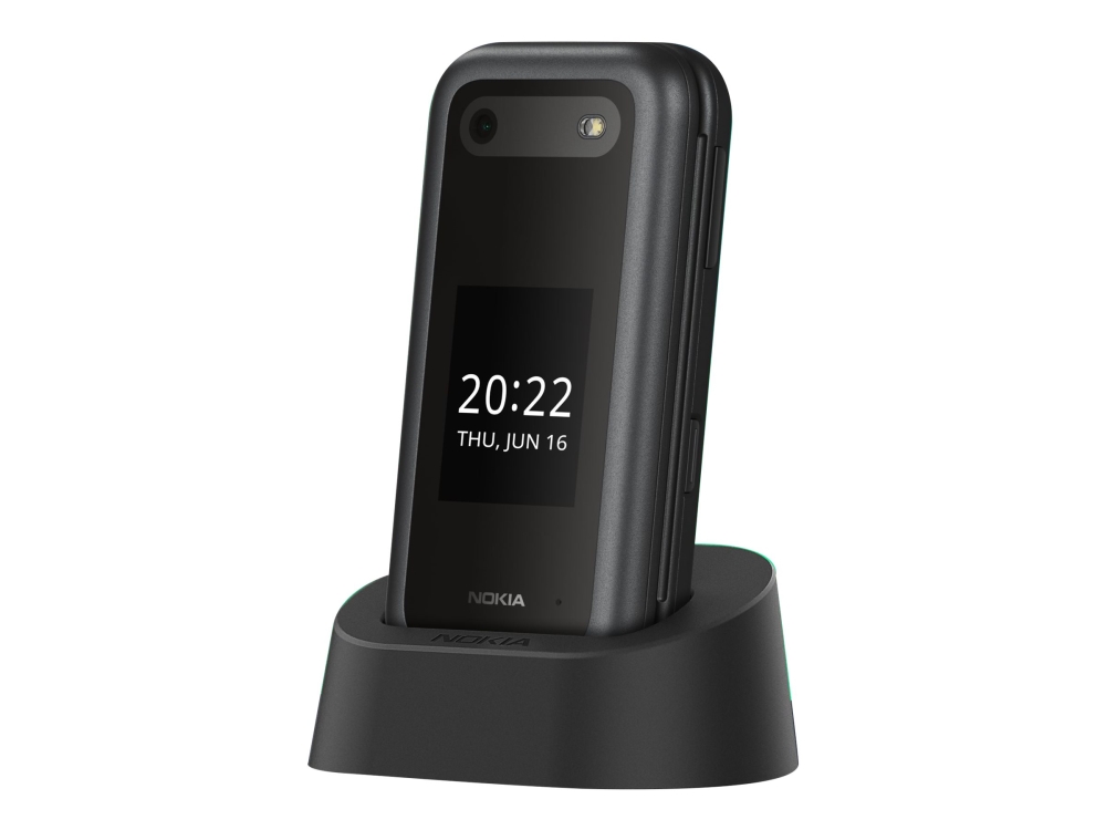 2660 Flip   4g Funktionstelefon   Dual Sim   Ram 48 Mb   Intern Hukommelse 128 Mb   Microsd Slot   320 X 240 Pixels   Rear Camera 0,3 Mp   Sort fra Nokia