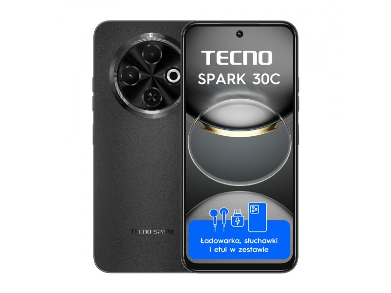 Spark 30c 6 128gb Black Smartphone (4894947051753) fra Tecno